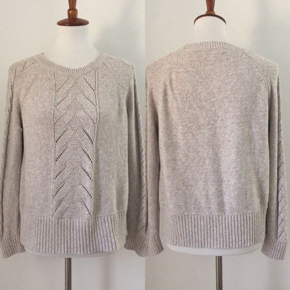 LOFT Oatmeal Marled Sweater - Picture 2 of 6